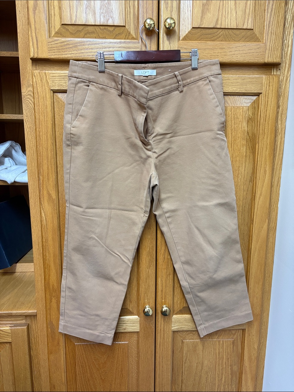 LOFT Women’s Khaki Straight-Leg Chinos in Tan